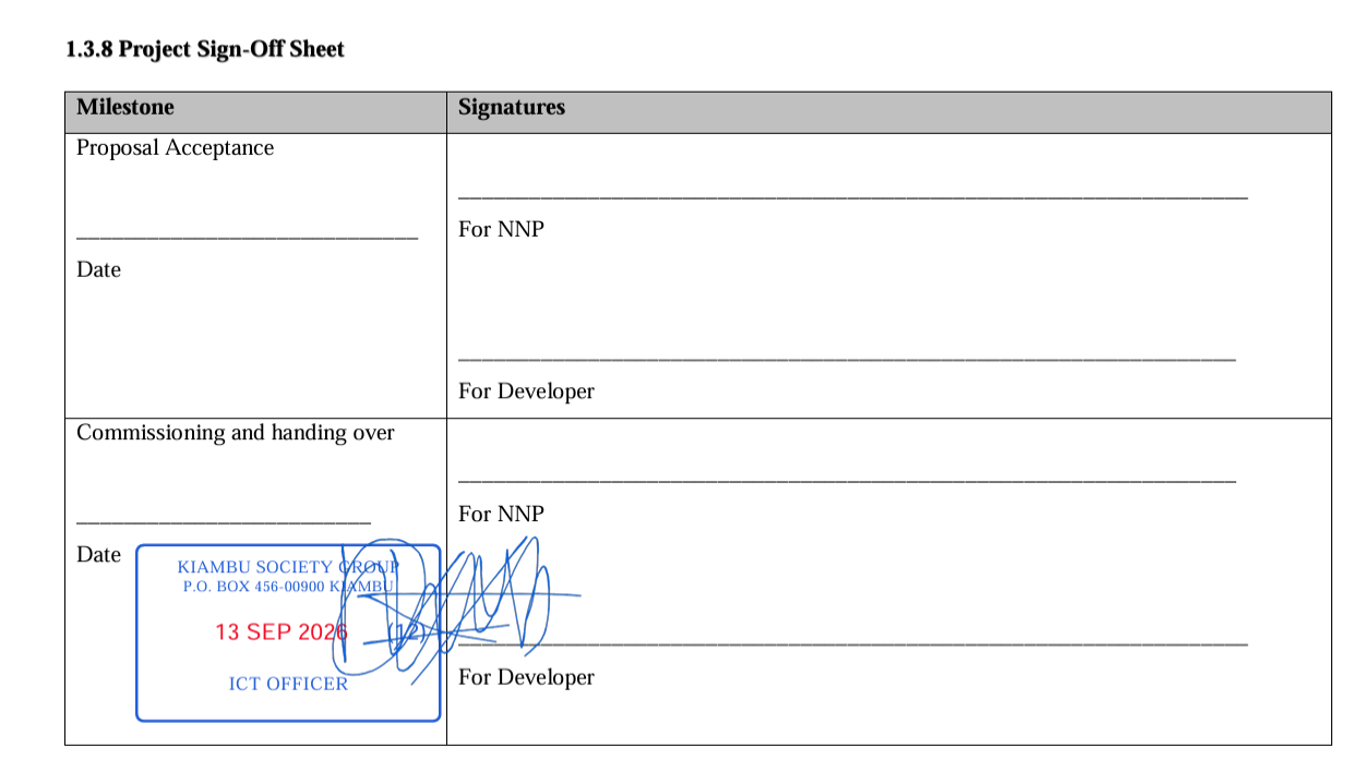 Example of an institutional document stamped and signed through the platform